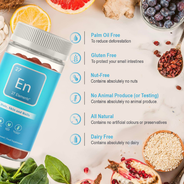 27 Elements Hair, Skin and Nail Gummies Nutritional Information