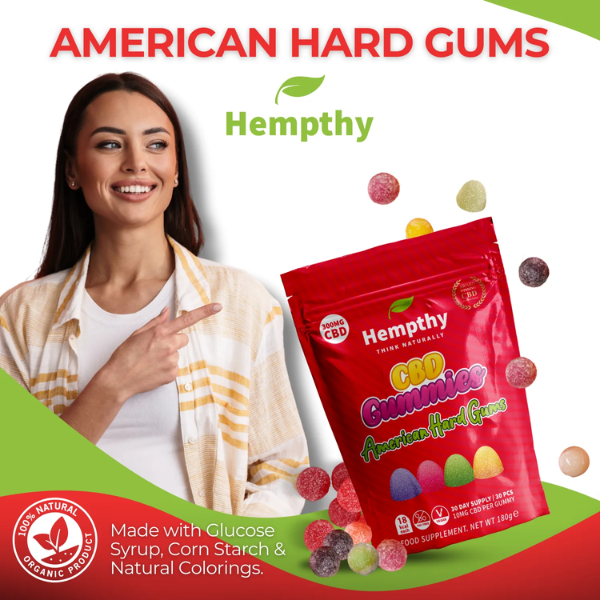 Hempthy 1000mg CBD American Hard Gums Gummies Ingredients