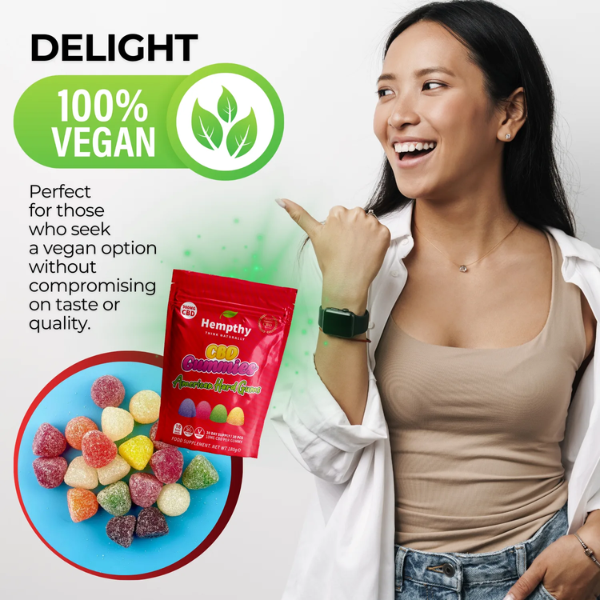 Hempthy 1000mg CBD American Hard Gums Gummies - 100% Vegan