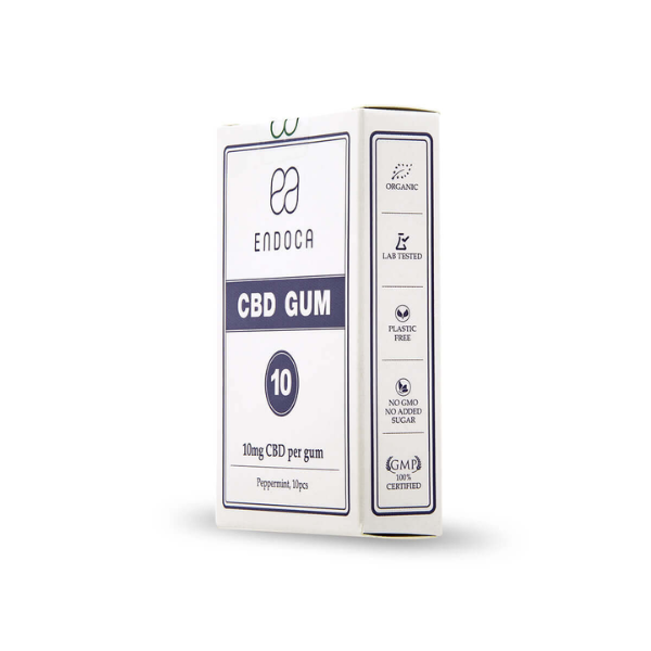 Endoca 100mg CBD Peppermint Chewing Gum - Side view