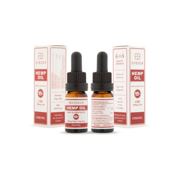 Endoca 1500mg CBD Hemp Oil Drops Mint & Chocolate - 2 Bottles