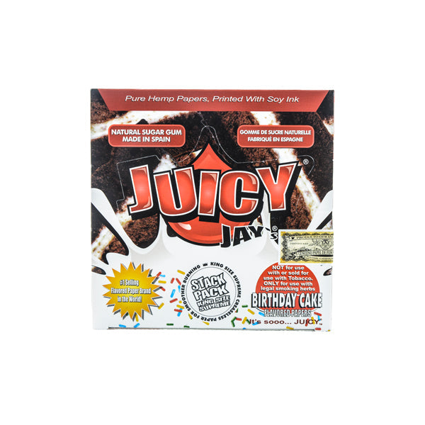 24 papeles de liar premium tamaño King con sabor a pastel de cumpleaños de Juicy Jay