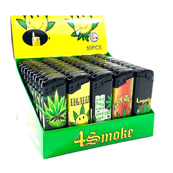 50 x 4Smoke Electronic Printed Lighters - Shop Now At The CBD Hut 