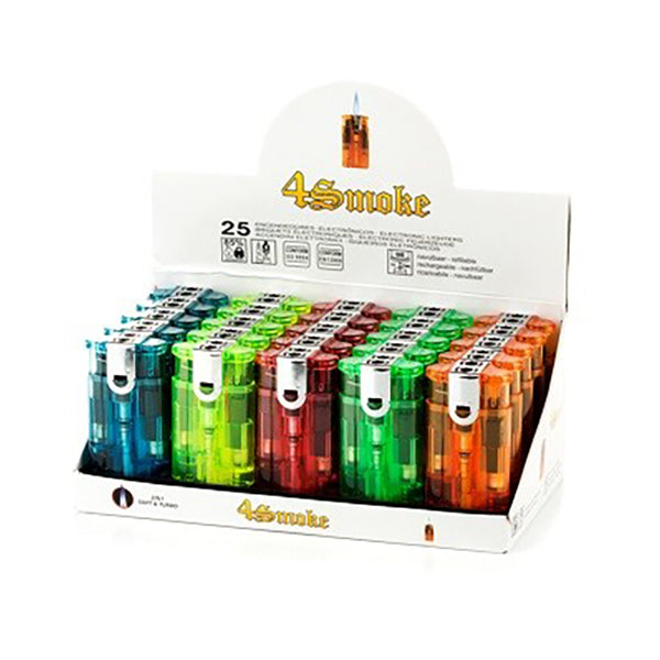 4Smoke Double Flame Electronic Lighters - 25 Pack