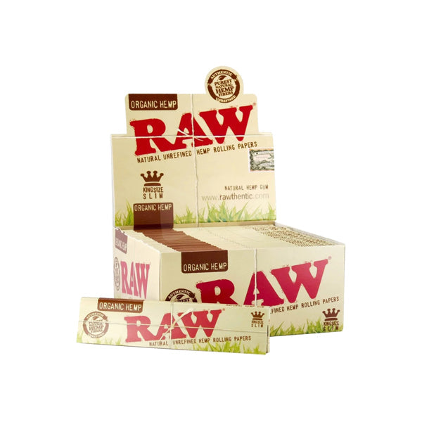 Raw Organic Hemp King Size Slim Rolling Papers - 50 Packs