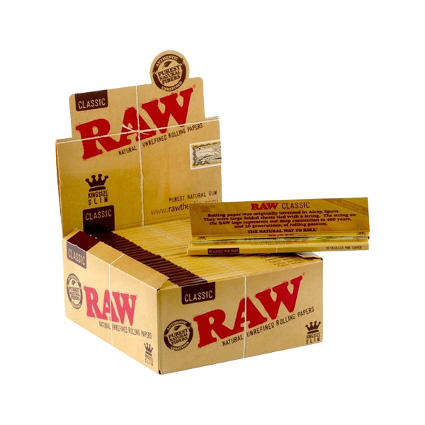 50 papeles de fumar Raw Classic King Size Slim