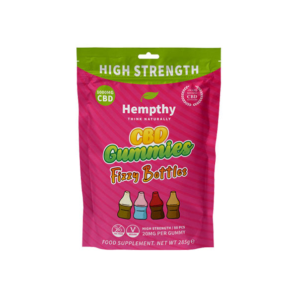 Hempthy 1000mg CBD Fizzy Bottles Gummies - 50 Pièces