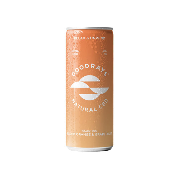 Goodrays 30 mg CBD Seltzer à l'orange sanguine et au pamplemousse 250 ml