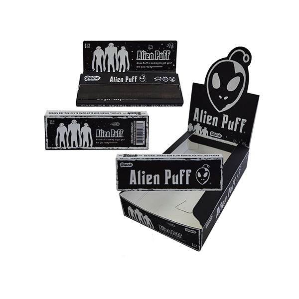 Alien Puff 1 1/4 Feuilles à rouler noires 25 livrets (HP2125)