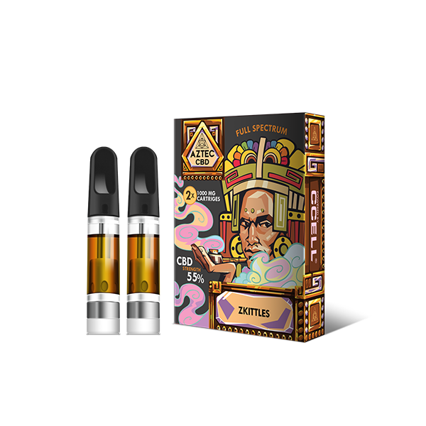 Aztec CBD 2 x 1000mg Cartridge Kit - 1ml - Shop Now At The CBD Hut 