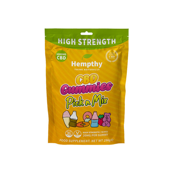 Gomitas Pick n Mix de CBD de 1000 mg de Hempthy - 50 piezas