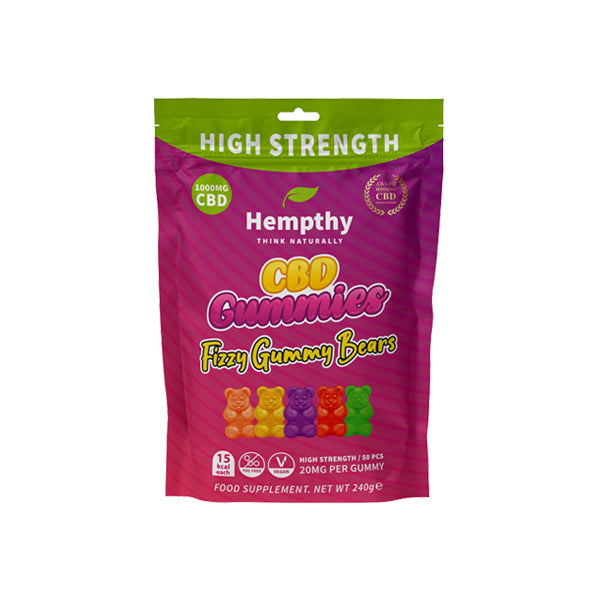 Hempthy 1000mg CBD Fizzy Gummy Bears Gummies - 50 Pièces