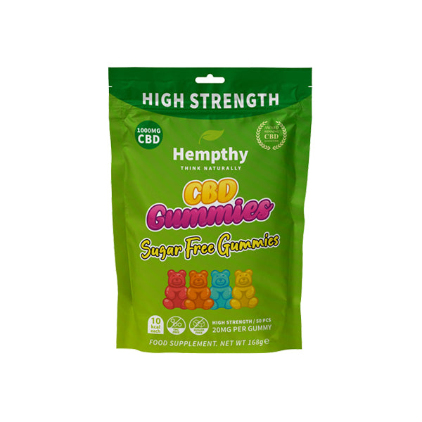 Hempthy 1000mg CBD Gummies sans sucre - 50 Pièces