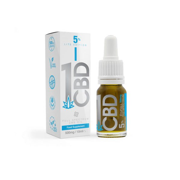 1CBD Lite Edition 5% Pure Hemp 500mg CBD Oil - 10ml