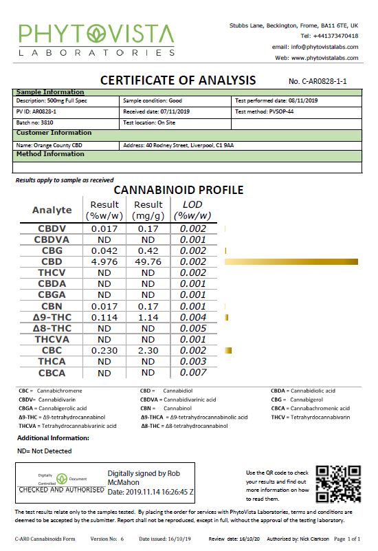 Aceite MCT del condado de Orange CBD 500 mg 30 ml - Aceite de coco orgánico