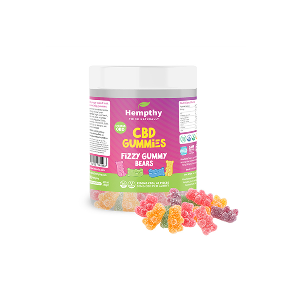 Hempthy 1200mg CBD Fizzy Gummy Bears - 40 pièces