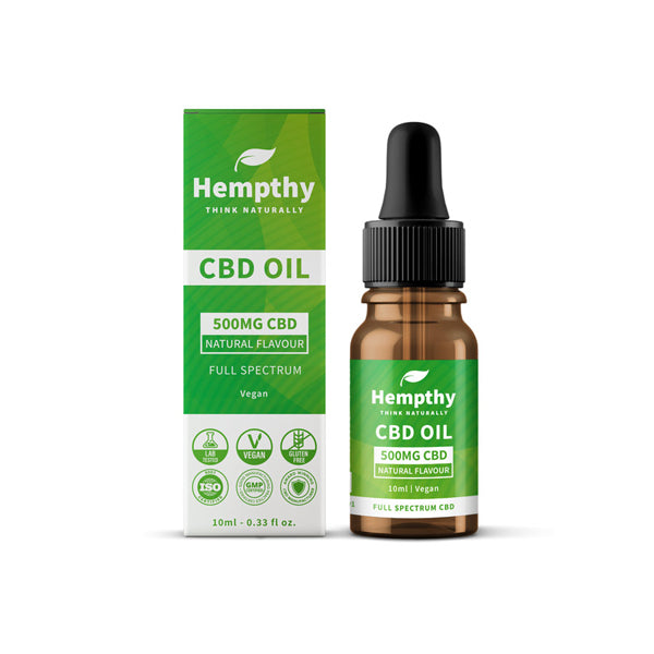 Hempthy 500 mg d'huile de CBD naturelle à spectre complet - 10 ml