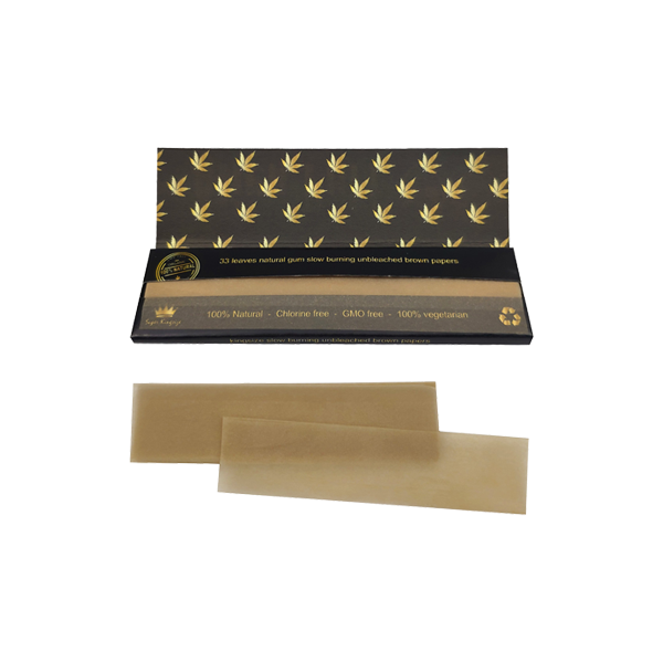 Alien Puff Black & Gold Super King Size Unbleached Brown Rolling Papers - 33 Packs