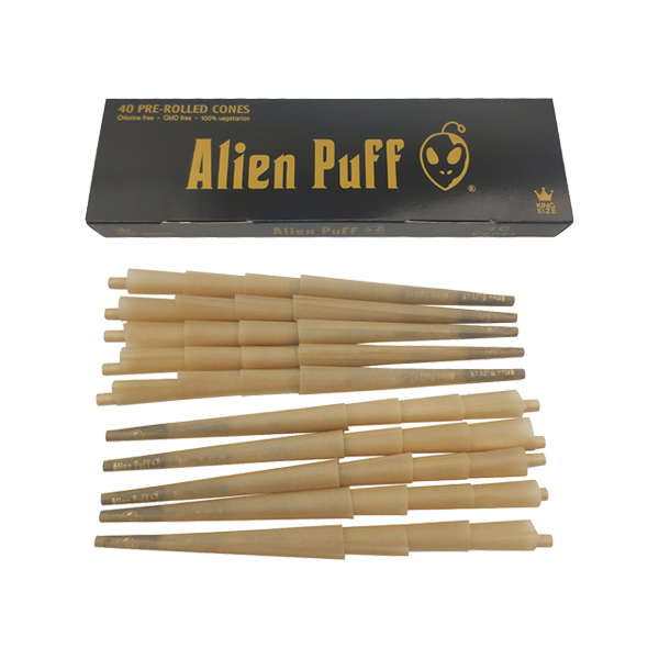 Alien Puff Black & Gold King Size Pre-Rolled 84mm Cones - 40 Packs