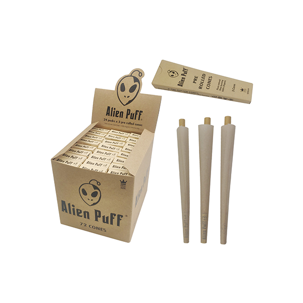 Alien Puff Hemp King Size 3x Cones - 24 Pack