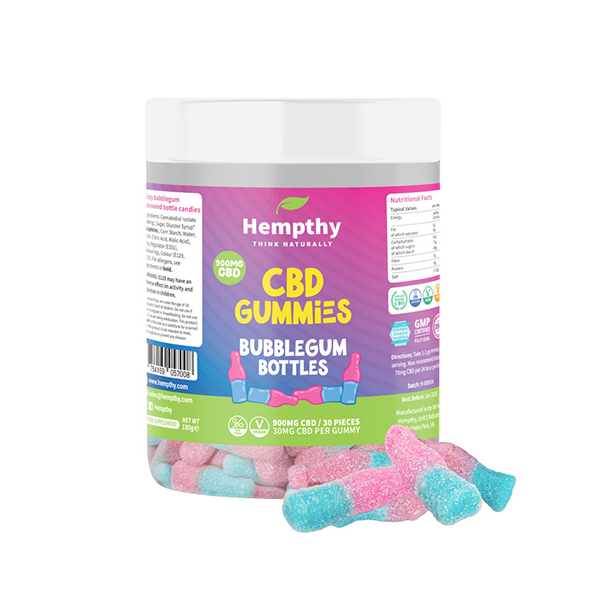 Bouteilles Hempthy de Bubblegum CBD de 900 mg - 30 Pièces