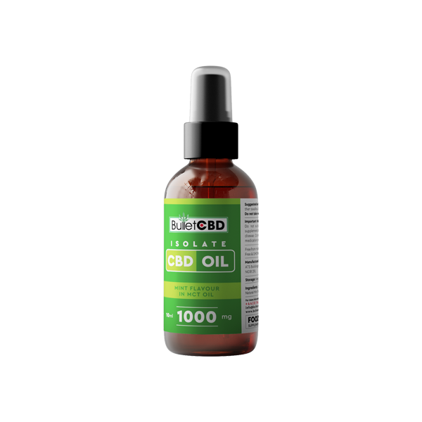 Bullet CBD 1000 mg Spray d'huile MCT d'isolat de CBD à la menthe pure - 10 ml