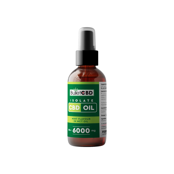 Bullet CBD 6000 mg Spray d'huile MCT d'isolat de CBD à la menthe pure - 30 ml