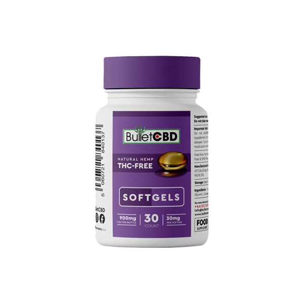 Bullet CBD 900 mg Capsules de gel souple CBD au chanvre naturel - 30 gélules