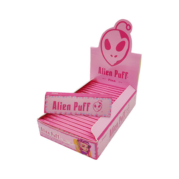 50 papeles de fumar Alien Puff tamaño 1 1/4, color rosa