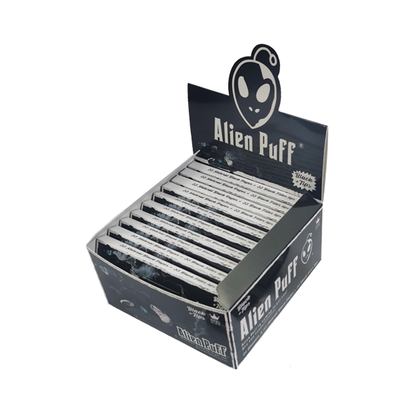 33 Papeles de fumar Alien Puff King Size negros con puntas