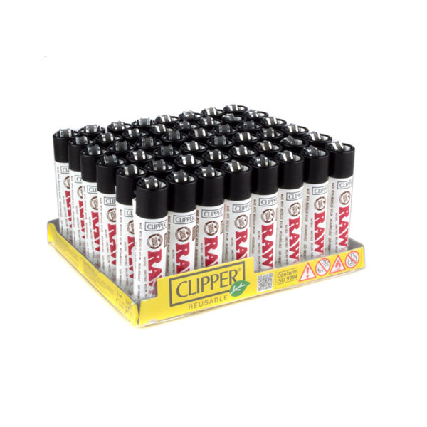 RAW Printed Clipper Refillable Lighters - 48 Pack