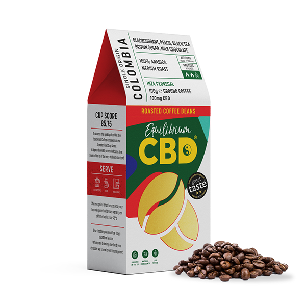 Equilibrium 100mg Full Spectrum CBD Whole Coffee Beans - 100g