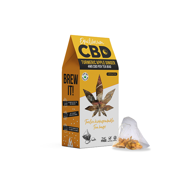 Equilibrium Full Spectrum 48mg CBD Turmeric & Ginger Tea Bags - Box of 12