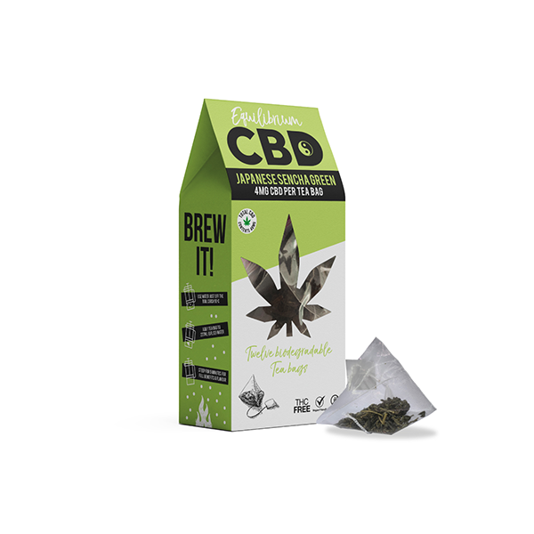 Sachets de thé Sencha japonais Equilibrium CBD 48 mg à spectre complet, boîte de 12 (ACHETER-EN 2, OBTENIR 1 GRATUIT)