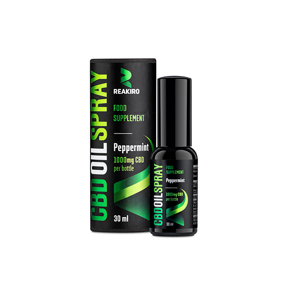 Reakiro 1000mg CBD Peppermint Flavour Spray - 30ml (BUY 1 GET 1 FREE) | The CBD Hut 