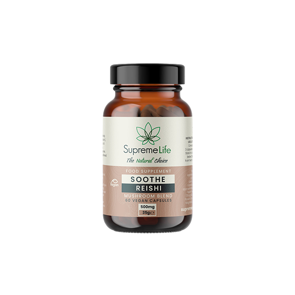 Supreme Life 500mg Soothe Reishi Vegan Capsules  - 60 Capsules - Shop Now At The CBD Hut 