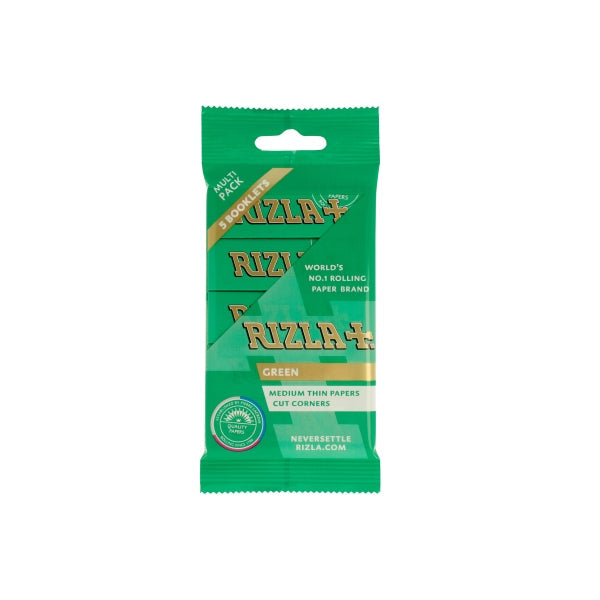 Paquet de 5 feuilles à rouler Rizla régulières vertes (Flow Pack)