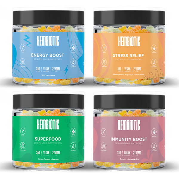 Hembiotic 2750mg Bulk Functional CBD Gummy Bears - 550g