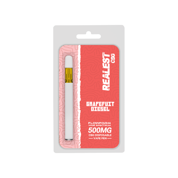 Realest CBG 500mg Flowform Wide Spectrum CBG Disposable Vape Pen 170 Puffs (BUY 1 GET 1 FREE) - Shop Now At The CBD Hut 