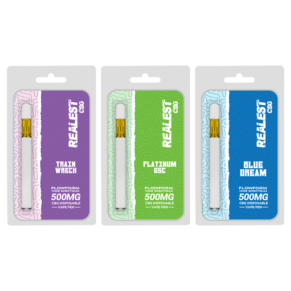 Realest CBG 500mg Flowform Wide Spectrum CBG Disposable Vape Pen 170 Puffs (BUY 1 GET 1 FREE) - Shop Now At The CBD Hut 