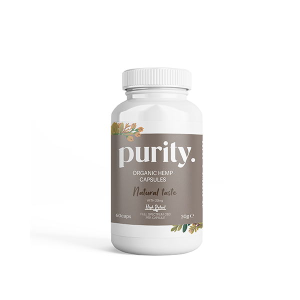 Purity 1200mg Capsules de CBD haute puissance à spectre complet - 60 gélules