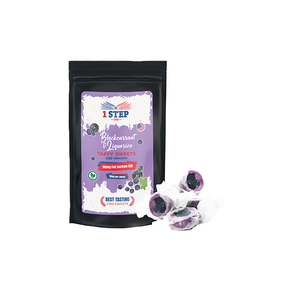 1 Step CBD 100mg Full Spectrum Blackcurrant & Liquorice Taffy Grab Bag - 60g