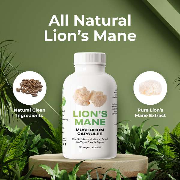 All natural Happy Guys Organic Lions Mane Mushroom Capsules - Shop Now At The CBD Hut