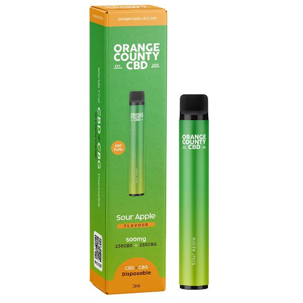 10 Pack - Orange County Sour Apple 500mg CBD/CBG Disposables - Shop Now At The CBD Hut 