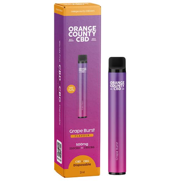 10 Pack - Orange County Grape Burst 500mg CBD/CBG Disposables - Shop Now At The CBD Hut 