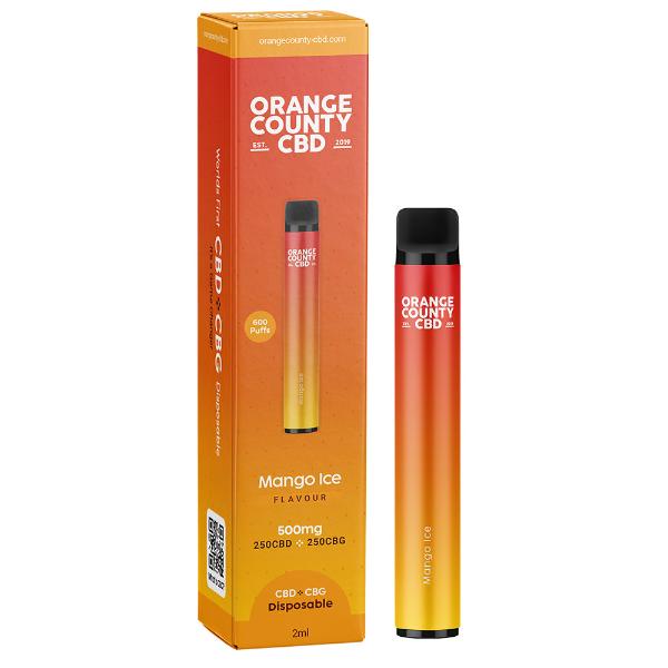 10 Pack - Orange County Mango Ice 500mg CBD/CBG Disposables - Shop Now At The CBD Hut 