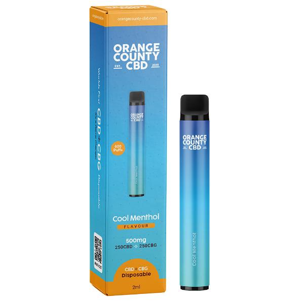 10 Pack - Orange County Menthol Ice 500mg CBD/CBG Disposables - Shop Now At The CBD Hut 