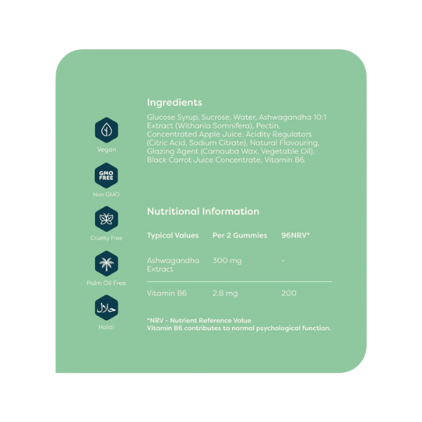 Prym Health Apple Ashwagandha Gummies Nutritional Information