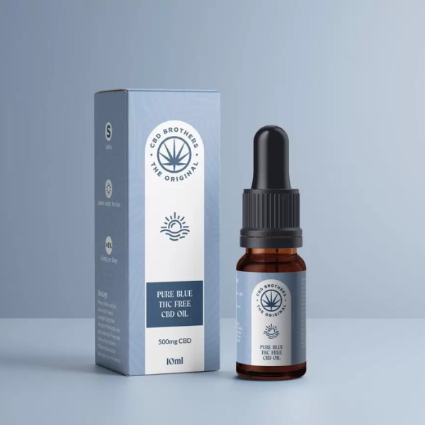 CBD Brothers Pure Blue CBD Oil with background