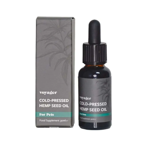 Voyager Pets Organic Hemp Seed Oil with box